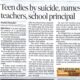 Teen school going dies by suicide