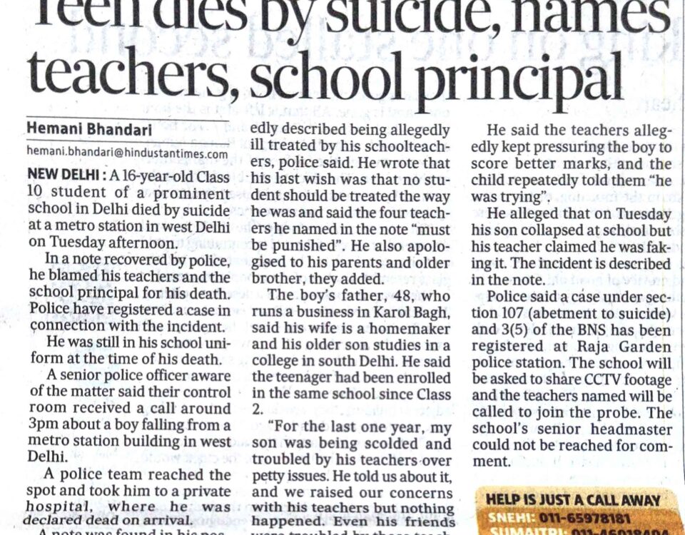 Teen school going dies by suicide